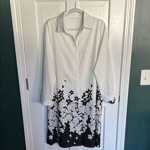 Elegant Black and White Floral Dress